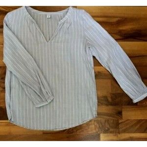 OLD NAVY M LONG SLEVE POWDER BLUE/WHITE STRIPED BLOUSE